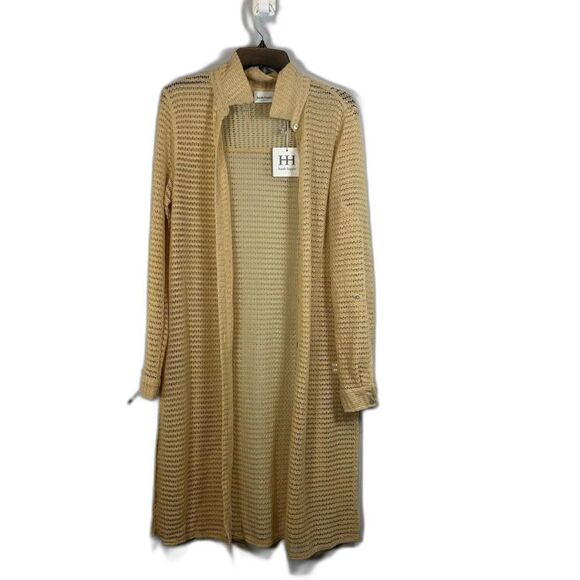 Haute Hippie Other - HAUTE hippie Irish‎ Cream Long Sleeve Crochet Button Front Cover Up boho NWT XL